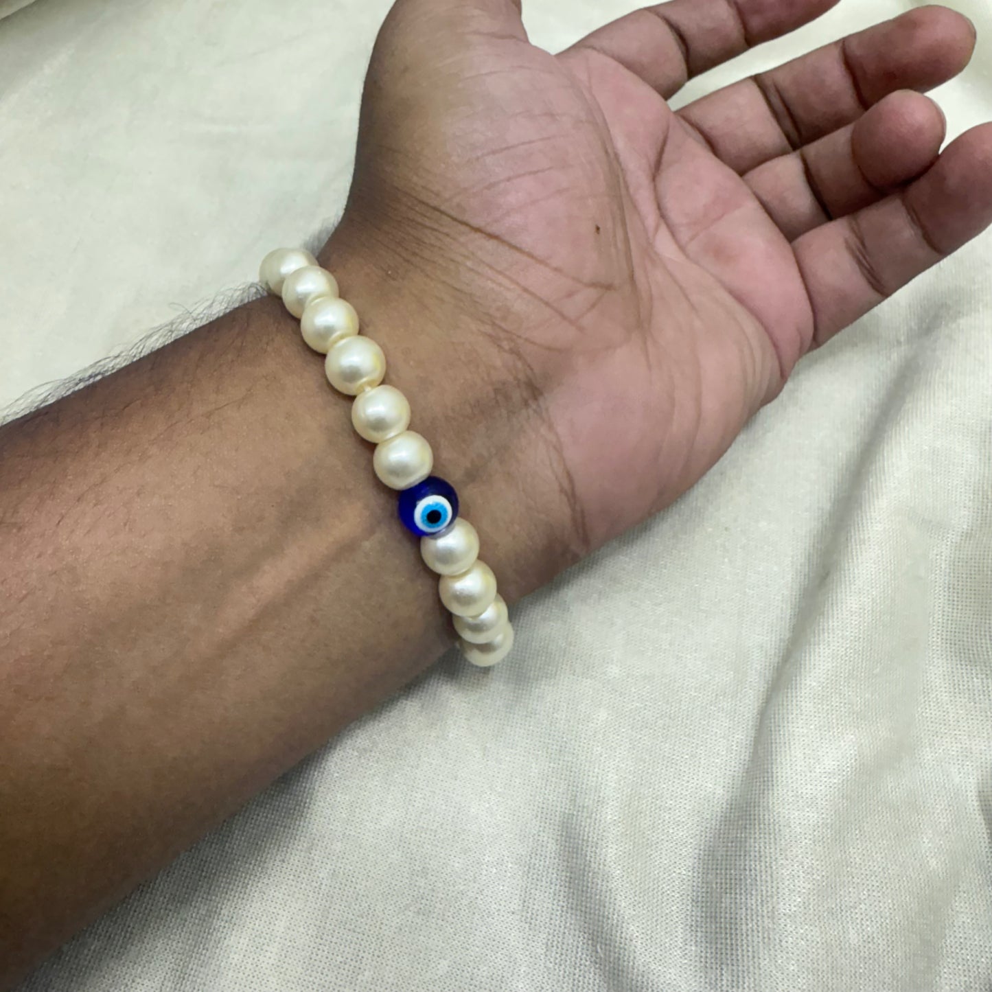 Evil Eye Bracelet With white Beads