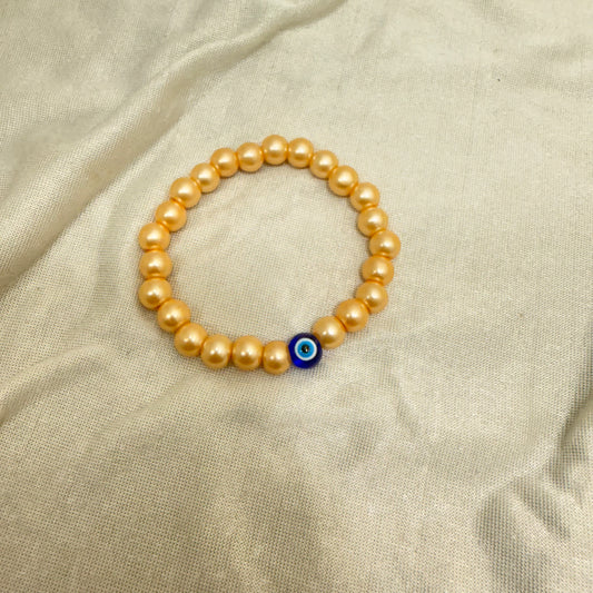 Evil Eye Bracelet With Golden Beads