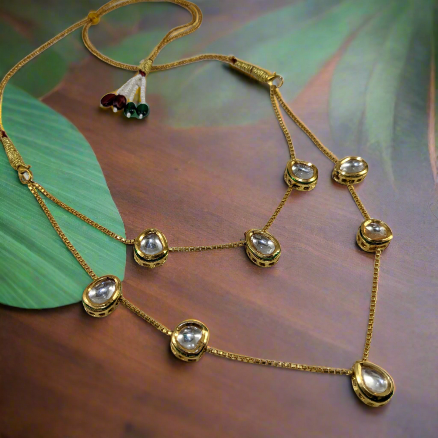 Double line Kundan Pendent Link With Dori