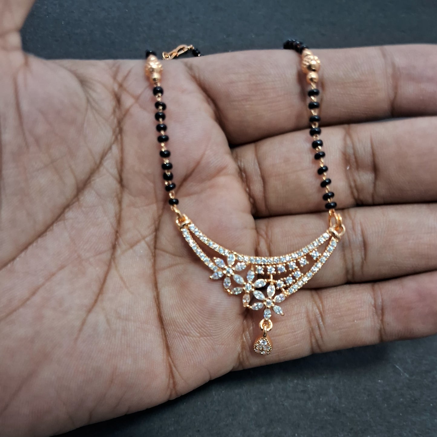 Double Line Stare Gold Look Mangalsutra 01