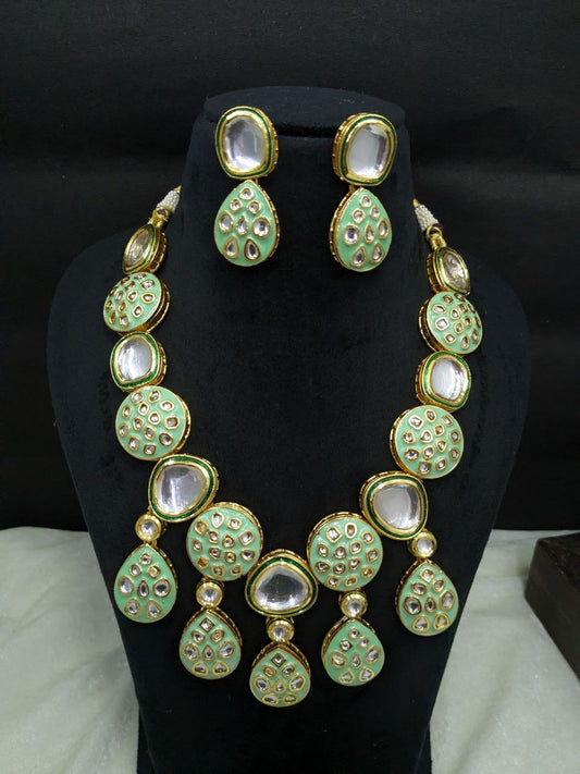 Mint Colour Kundan  Nacklace