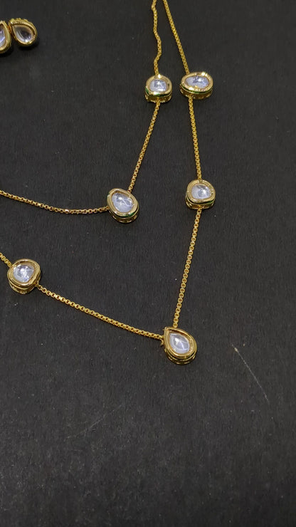 Double line Kundan Pendent Link With Dori and Tops