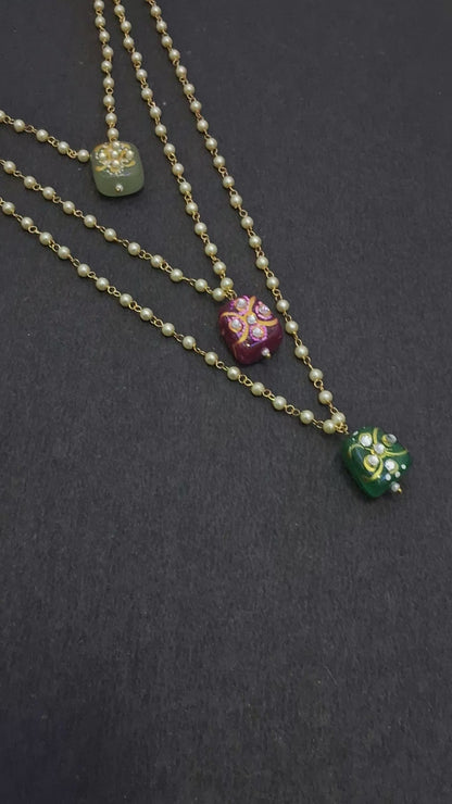 Pendent (Three Line ) Green, meroon, mint