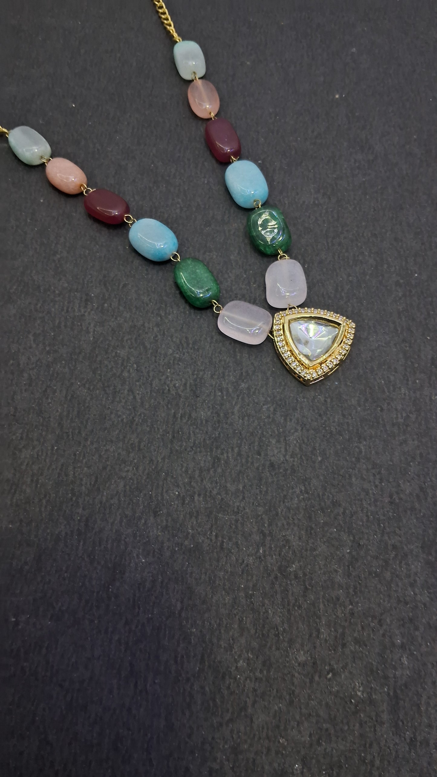 Pendant ( Multi colour Traingle Kundan)