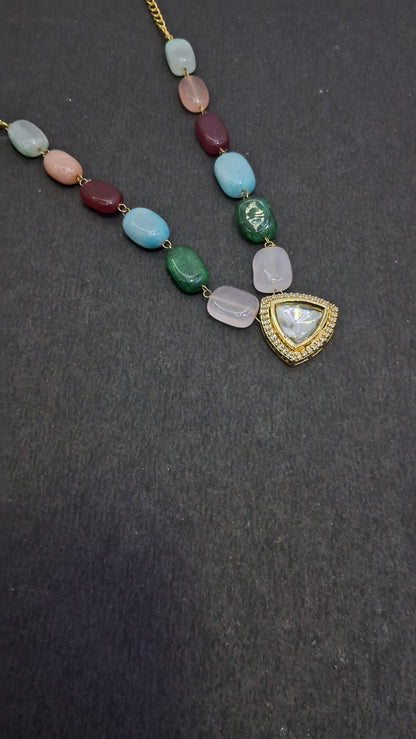 Pendant ( Multi colour Traingle Kundan)