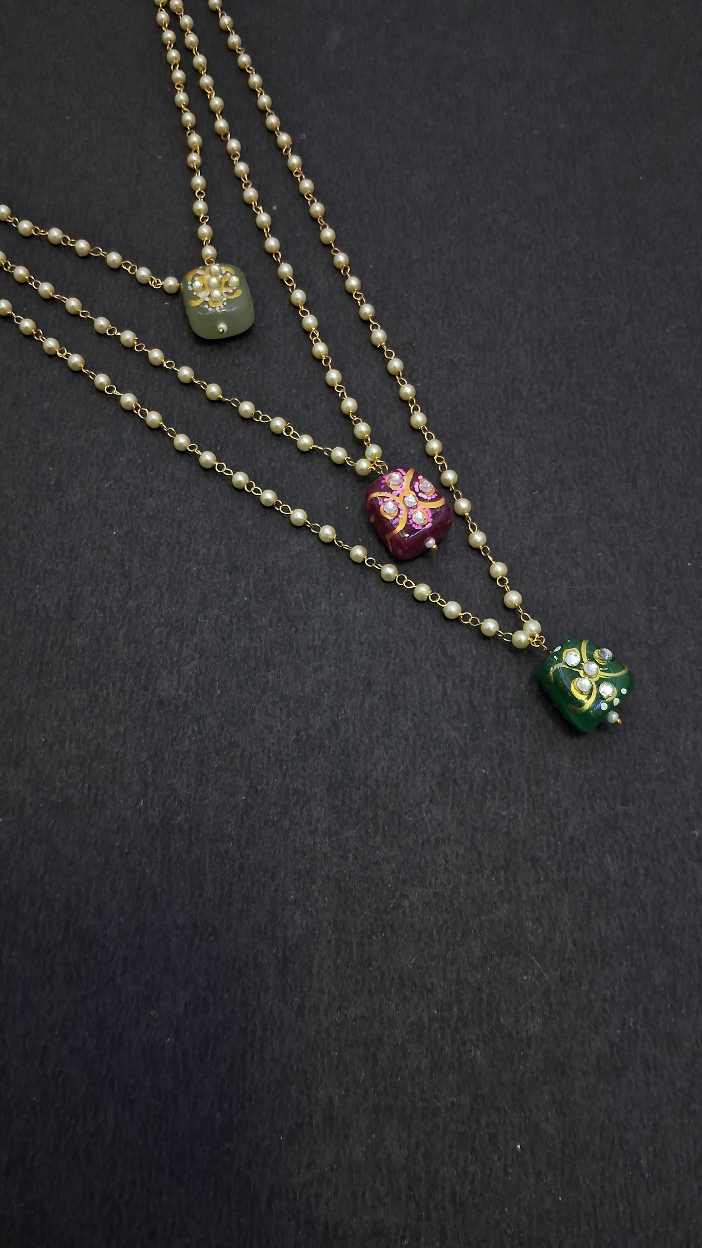 Pendent (Three Line ) Green, meroon, mint