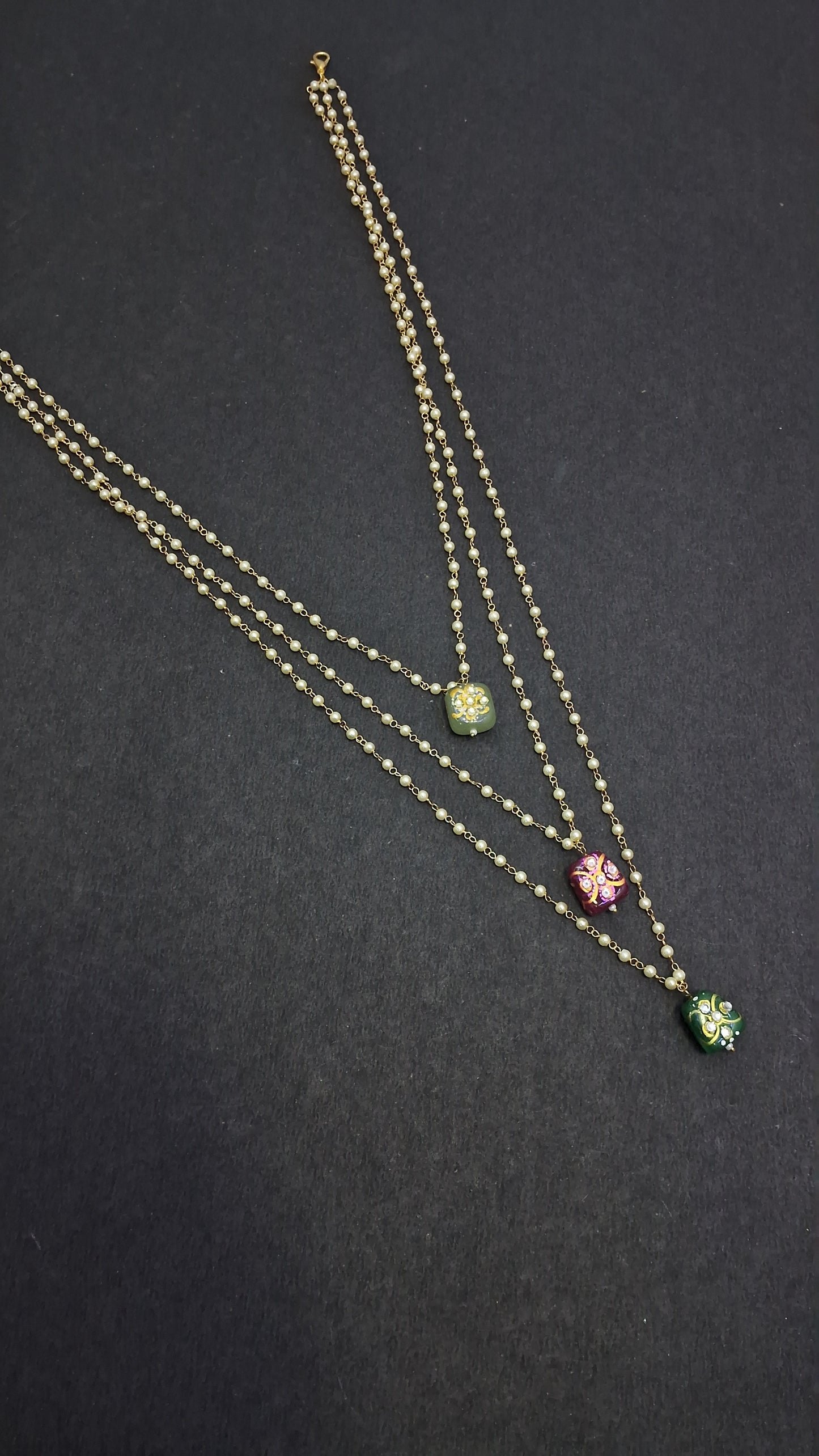 Pendent (Three Line ) Green, meroon, mint